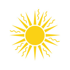 Yellow sun icon with radiating rays and wavy lines.