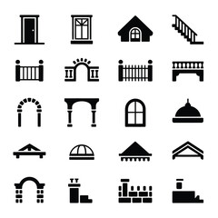 Professional Architecture Vector Icons, Clean Minimalist Building Symbols for Construction, Real Estate, Urban Development, and Graphic Design Projects