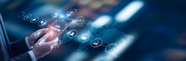 Businessman analysis of data Lead Generation technological and AI-driven marketing automation...