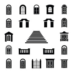 Fototapeta premium architecture icons, building symbols, vector icons, construction icons, real estate, urban planning, minimalist design, premium vector, clean symbols, vector pack, high quality, modern icons, building