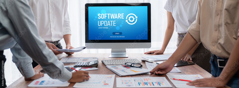 Leinwandbilder software update on computer for brisk version of device software upgrade
