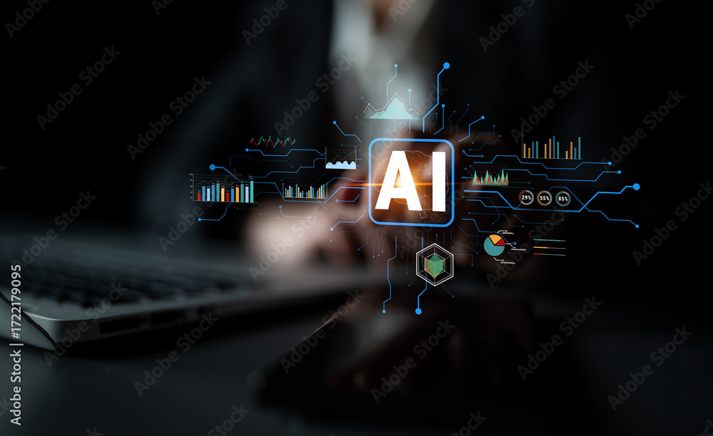 Aufkleber artificial intelligence (ai) for business data analysis and analytics. a concept of using ai for dat