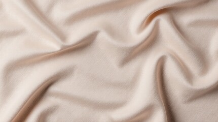 Obraz premium Luxurious champagne satin fabric drapes elegantly, showcasing a smooth, rich texture with soft, flowing folds perfect for high fashion and elegant design projects.