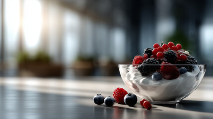 Fresh Yogurt Bowl with Berries on top