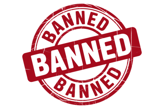 Red banned stamp conveys restriction and prohibition message