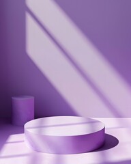 purple podium on colorful background. Conceptual banner for holidays. Pedestal for displaying good.