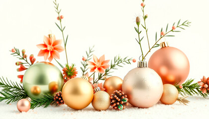 Christmas background with Christmas tree balls and decorations. Space for dough. Fairytale atmosphere of New Year and Christmas, Christmas Eve, magic and witchcraft.