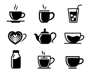 Elegant black and white coffee collection graphic elements