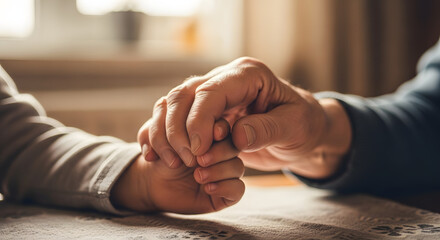 Warm, comforting embrace as gentle hands hold each other tightly conveying deep love, connection, and unwavering support during tender moments