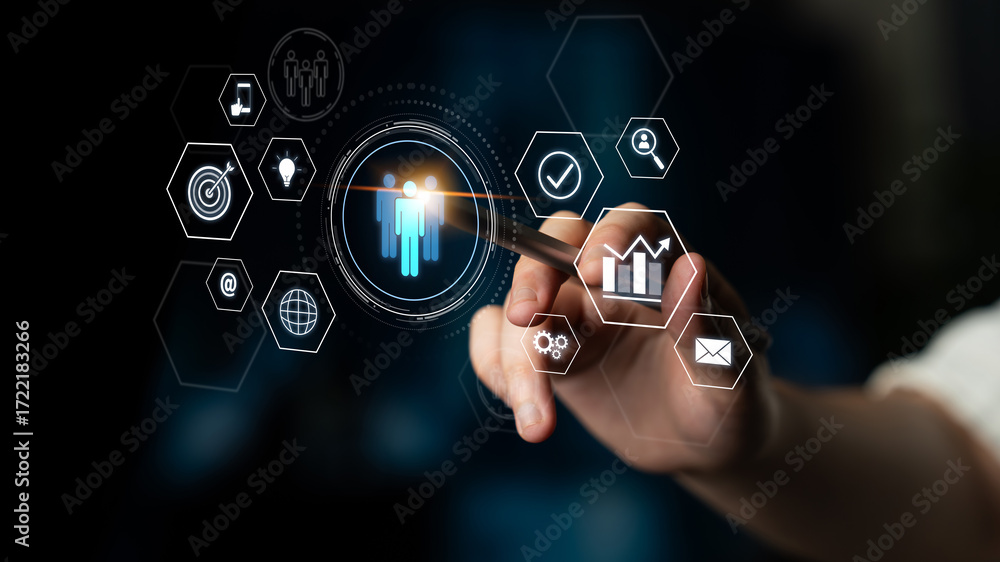 Aufkleber business teamwork system showing digital communication and performance tracking. teamwork improves c