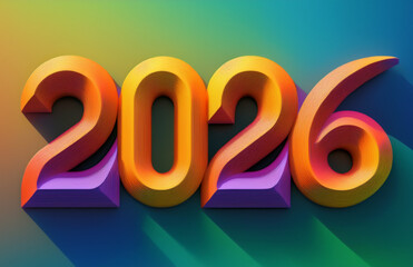 Colorful 3D 2026 Typography on Gradient Background
