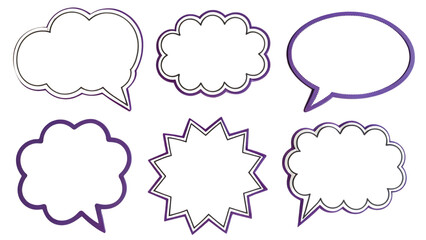 Fototapeta premium Collection of hand drawn speech bubbles and thought bubbles isolated on black isolated on transparent background