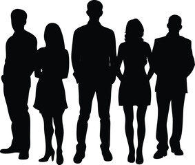 Silhouette of Five People Standing Together in a Group Setting