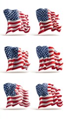 American flags in dynamic waves showcasing patriotism and national pride in a vibrant artistic arrangement