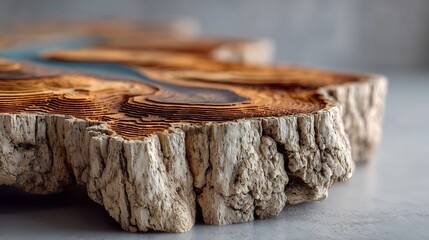 Cross section of tree showing layered bio data rings concept fusion of nature and science minimalist texture