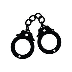 Handcuffs silhouette graphic on a clean white background