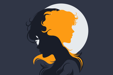 Child and Parent Dual Silhouette – Inner Child and Trauma Concept Illustration