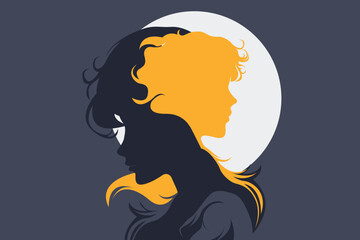 Child and Parent Dual Silhouette – Inner Child and Trauma Concept Illustration