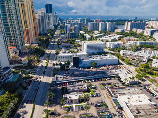 High-rise condos line the shores of Miami. Urban lifestyle meets ocean breeze.