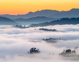 Misty mountain valley at sunrise (1)