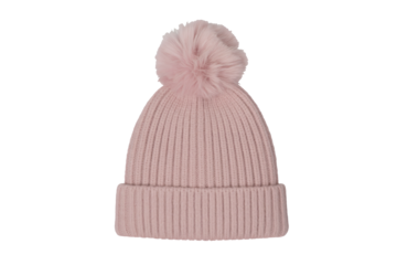 Stay warm with this stylish pink knitted beanie with pompom