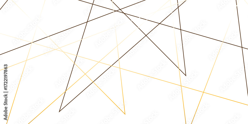 Poster abstract luxury gold geometric random chaotic lines with many squares and triangles shape on white b