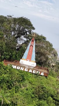 Religious Symbol Of Mongagua In Sao Paulo Brazil. Religious Skyline. Downtown Cityscape. Our Lady Of Aparecida Saint. Religious Symbol At Mongagua In Sao Paulo Brazil. Patron Saint Hill.