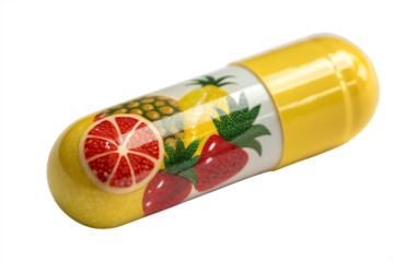 Fruit vitamin capsule isolated on AI Generated by PNG