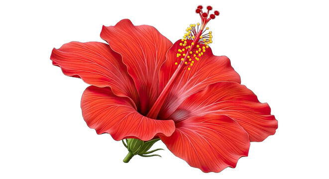 Red Hibiscus Flower Isolated on Transparent Background