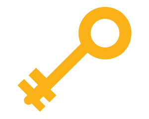 Golden key isolated on white background illustration of security access