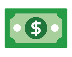 Green dollar bill icon isolated on white background currency concept