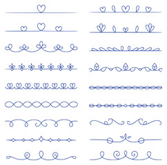 Obraz premium Collection of Decorative Blue Line Dividers and Borders