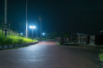 静寂に包まれた夜の道路