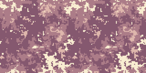 Abstract digital camouflage pattern in muted mauve and beige tones.  Perfect for fashion, textile design, or as a background texture.
