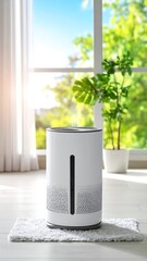 Modern air purifier in a sunny room