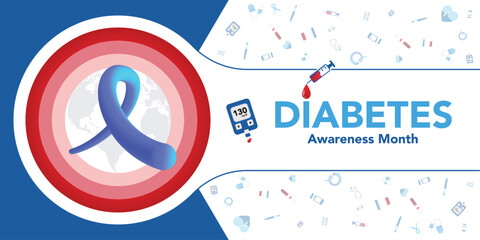 National Diabetes month is observed every year in November, it is the primary global awareness campaign focusing on diabetes. Vector illustration