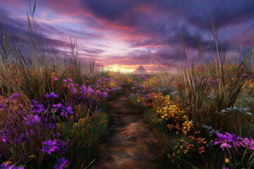 lavender field in the morning