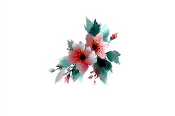 Fototapeta premium Watercolor floral bouquet arrangement design.