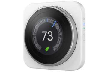 Smart thermostat displaying 73 degrees for optimal energy savings