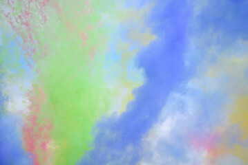 Colorful Smoke Bomb Explosion in the Sky The Concept of a Celebration