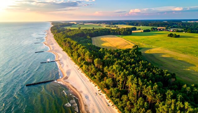 Scenic coastal landscape at sunset