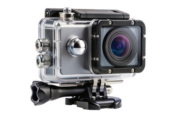 High definition 4k action camera isolated object for dynamic outdoor adventures isolated on transparent background