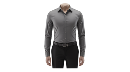 Stylish gray shirt with black pants for professional wardrobe update