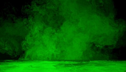 Vibrant green smoke billows across a dark void, creating an abstract and mysterious atmosphere, perfect for dramatic special effects and eerie backgrounds