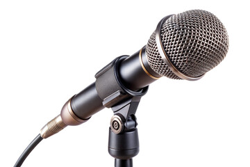 High quality boom microphone isolated on solid black background for audio production isolated on transparent background © Sajib