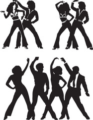 Disco Dancing People Silhouette