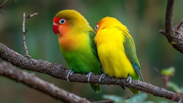 Parrots on branch