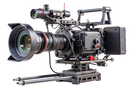 Professional cinema camera rig for high-quality filmmaking and photography production isolated on transparent background