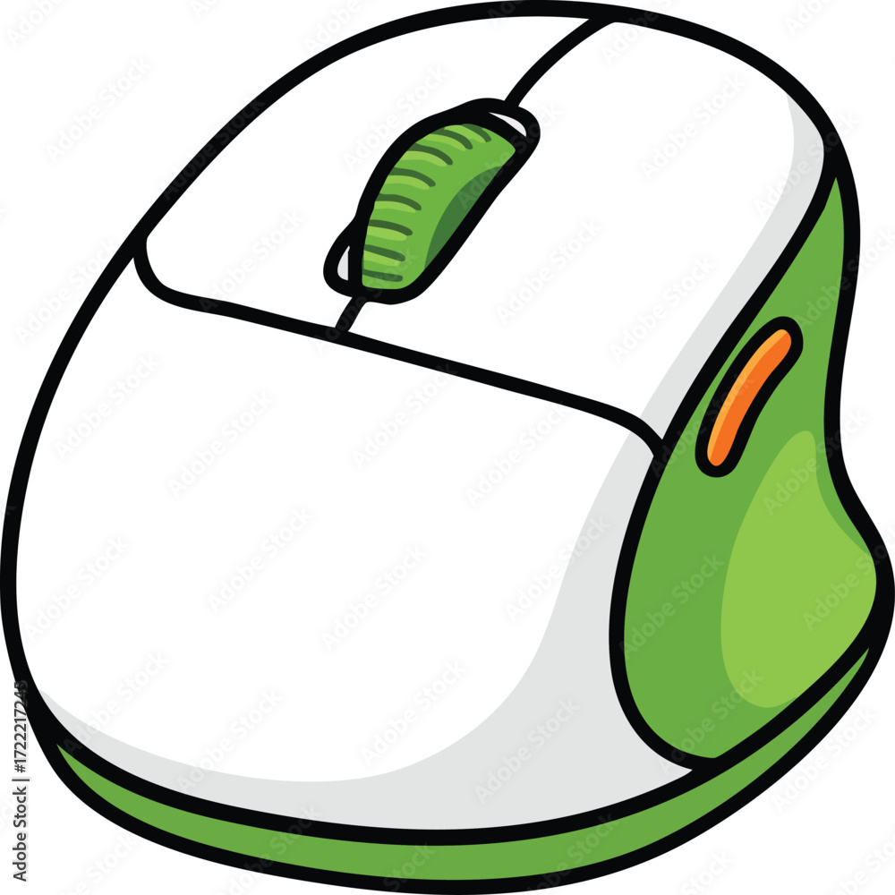 Aufkleber computer mouse with green and white design simple vector illustration for technology and office use 