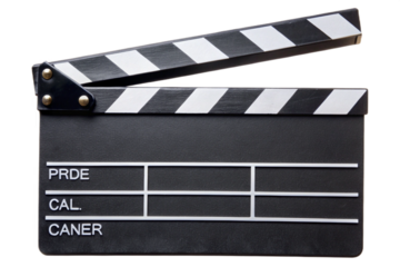 Classic film clapperboard isolated studio movie production slate for filmmaking isolated on transparent background